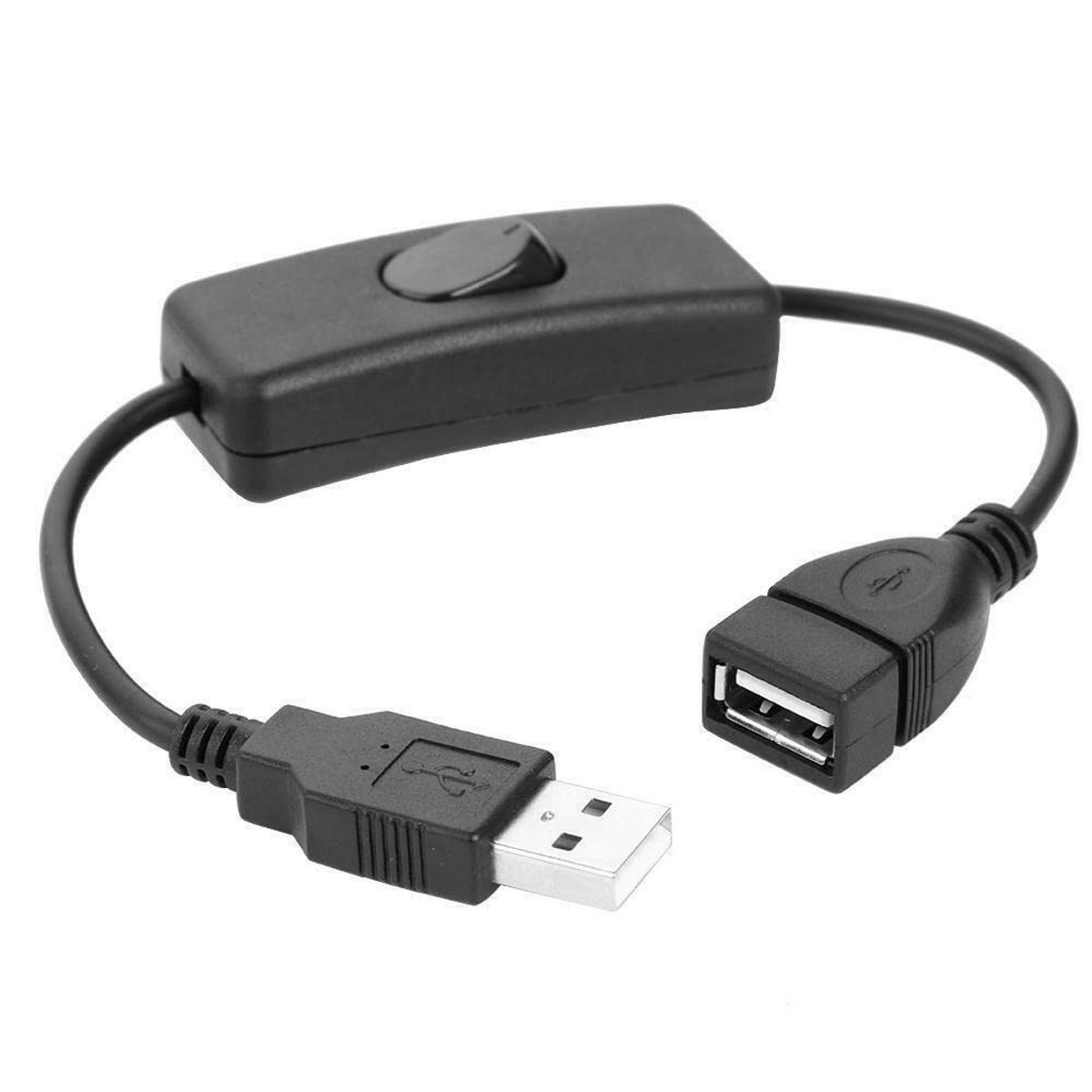 VT Goods - USB-schakelaarkabel - Aan/uit-verlengkabel - Ideaal voor lamp en ventilator - Zwart - USB A aansluiting - 0,3 m - Geschikt voor hoofdtele..