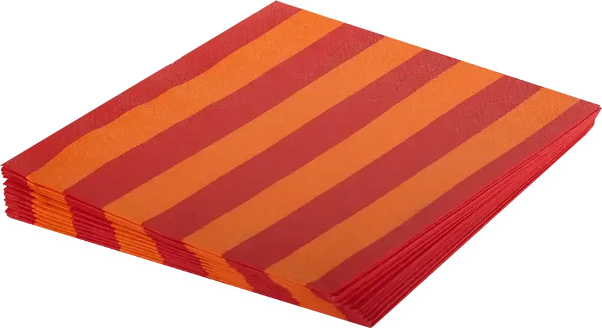 Kitsch Kitchen Servetten Streetstyle Striped Orange/Red