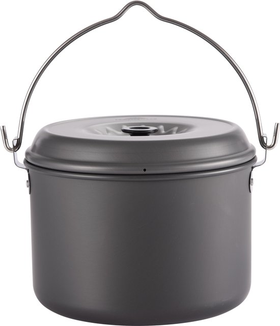 Camping Hangpot 4L Aluminium – Lichtgewicht Kookpot Pan met Deksel & Ophanghandvat – Voor Kampvuur (4–6 Personen) — afbeelding 2