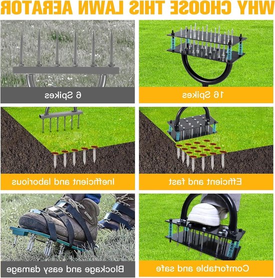 Handmatige Grondventilator voor Tuin met Dubbele Plaat, 16 Spikes en 4 Veersystemen, Ideaal voor Verdichte Bodems en Tuinonderhoud van Merkloos	 — afbeelding 2