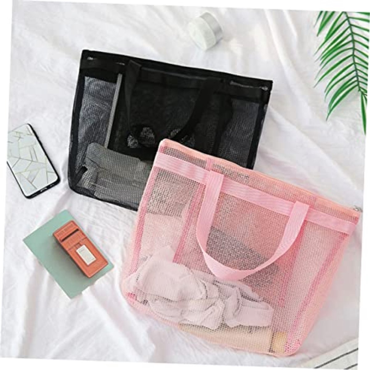 Bad Sauna Tas Organisator - Mesh Douchetas - Outdoor Buitenspeelgoed - Draagtas voor Strand, Fitness, Reizen - 45x38 cm - Zwart thumbnail 2