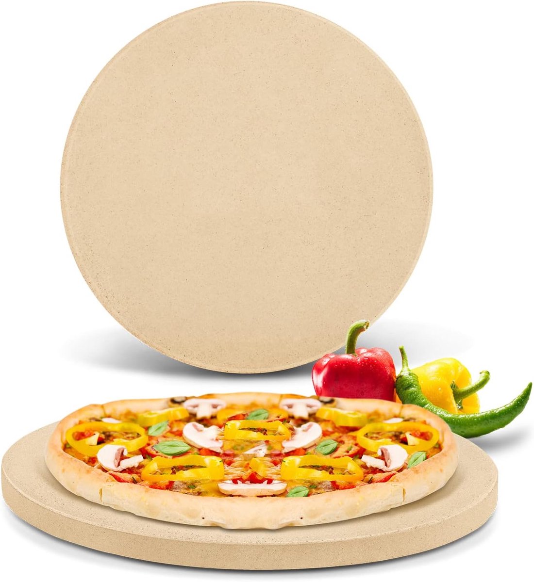 LM Kamado Pizzasteen 22 inch - 36 x 36 cm - Broodbaksteen - BBQ pizzasteen - Knapperige pizza's - BBQ Accessoires