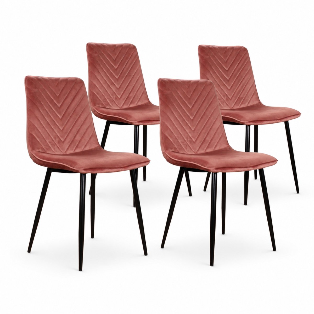 DS4U® - Gaby eetkamerstoel - Set van 4 - Roze - Velvet
