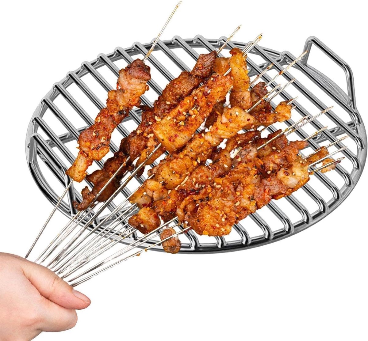 Ovenrek Rond Grillrooster Vervanging Buiten Koken Antiaanbaklaag Roestvrij 36 x 4 cm Zilver