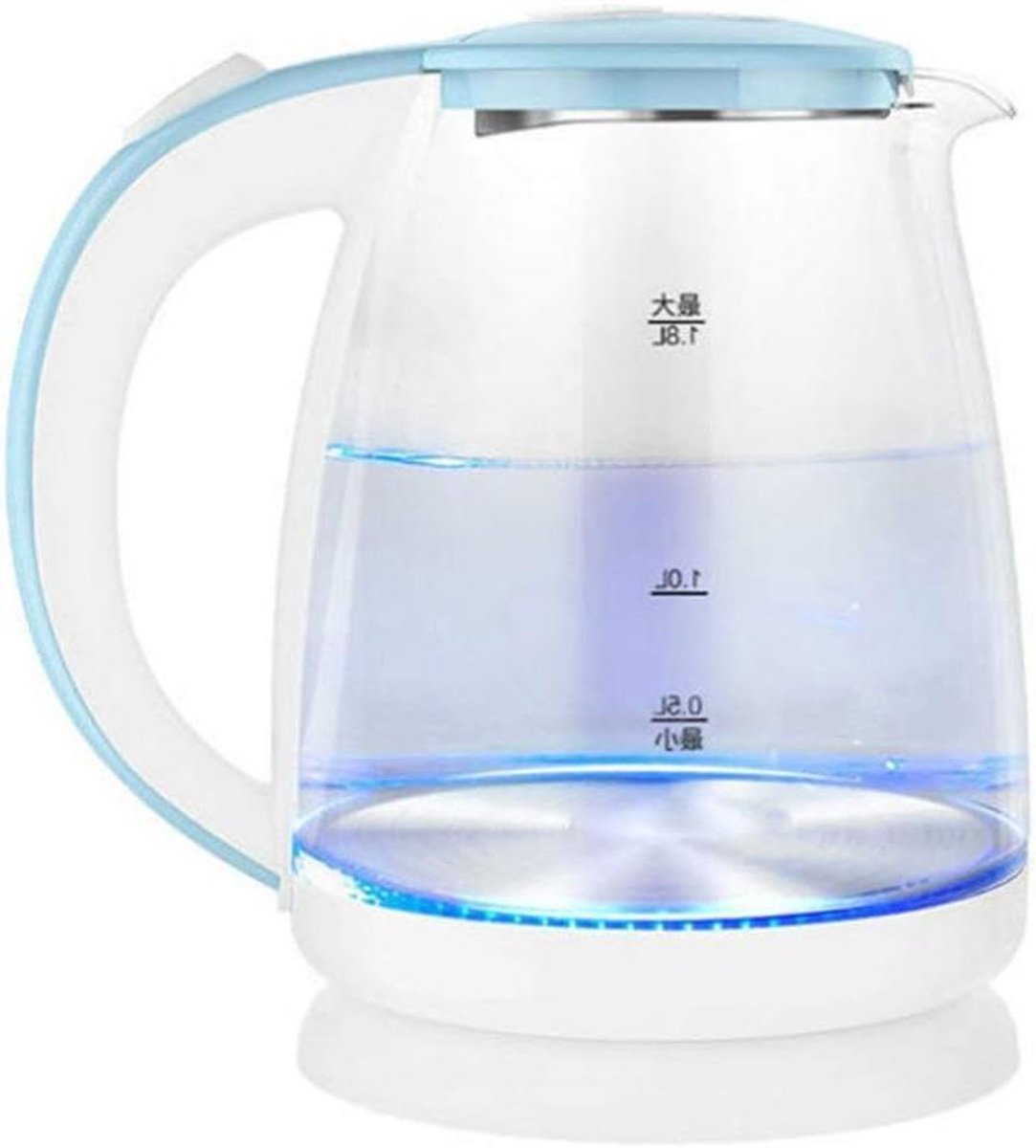 Elektrische Waterkoker Glastrekkoker Warme Drank Maken Instelbare Temperatuur 1.8 Liter Blauw
