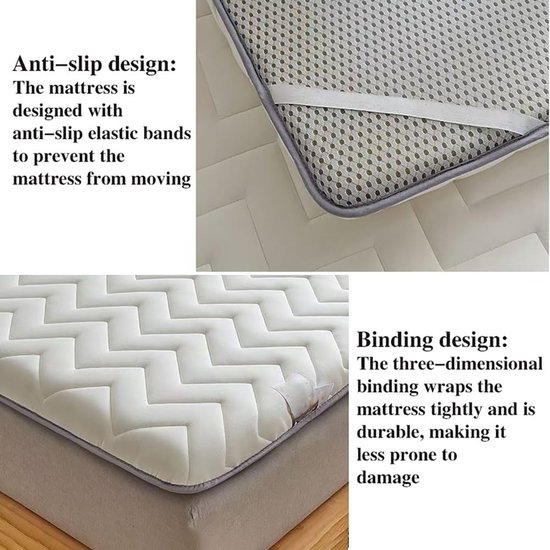 Vloermatras - Gastenmatras Futon - Comfortabel Slapen - Past Zich Aan - 180 x 200 cm - Blauw — afbeelding 3
