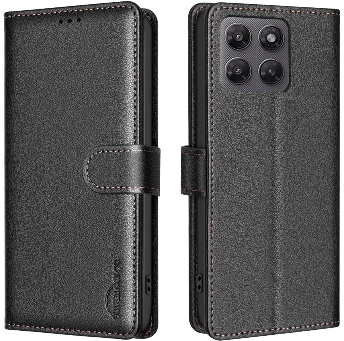 BINFEN Hoesje - Geschikt voor Motorola Moto G37 / G47 Hoesje - BINFEN Color Book Case - Zwart
