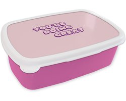 Broodtrommel Roze - Lunchbox You're doing great - Roze - Bubble letters - Brooddoos 18x12x6 cm - Brood lunch box - Broodtrommels voor kinderen en volwassenen