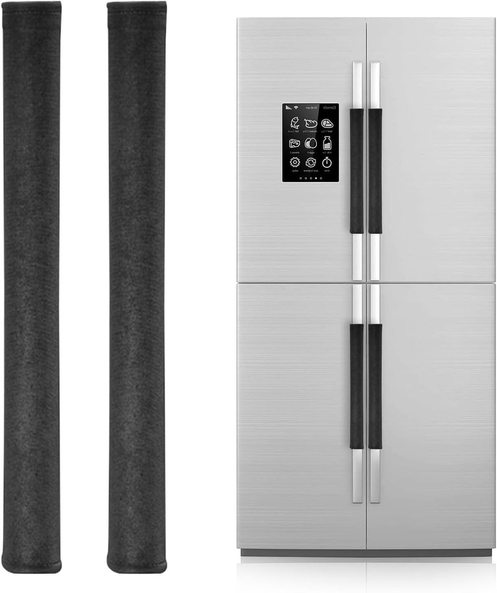 Koelkastdeurgreepafdekkingen - 2 Stuks Handgreepbeschermer voor Keukenapparatuur, Bescherming tegen Vuil en Krassen voor Oven, Magnetron en Vaatwasser (Zwart)