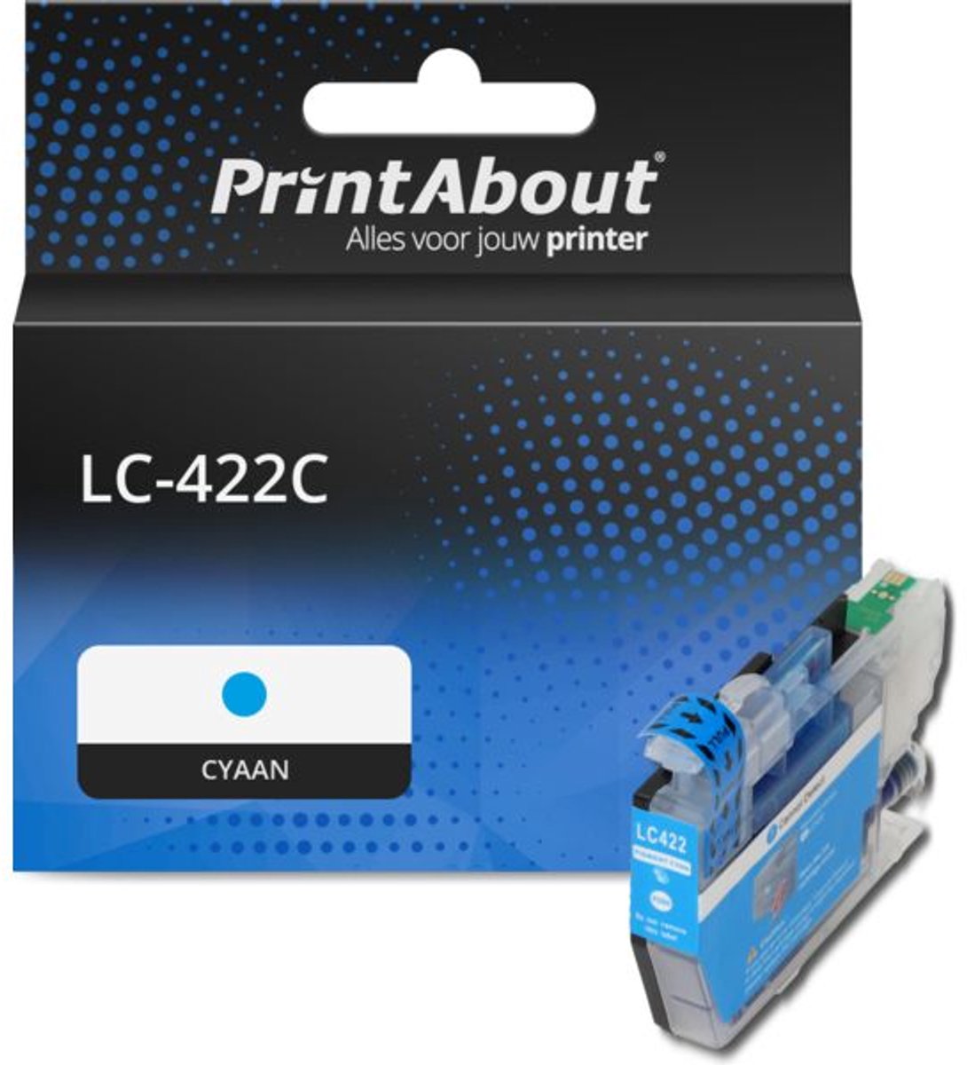 PrintAbout huismerk Inktcartridge LC-422C Cyaan geschikt voor Brother