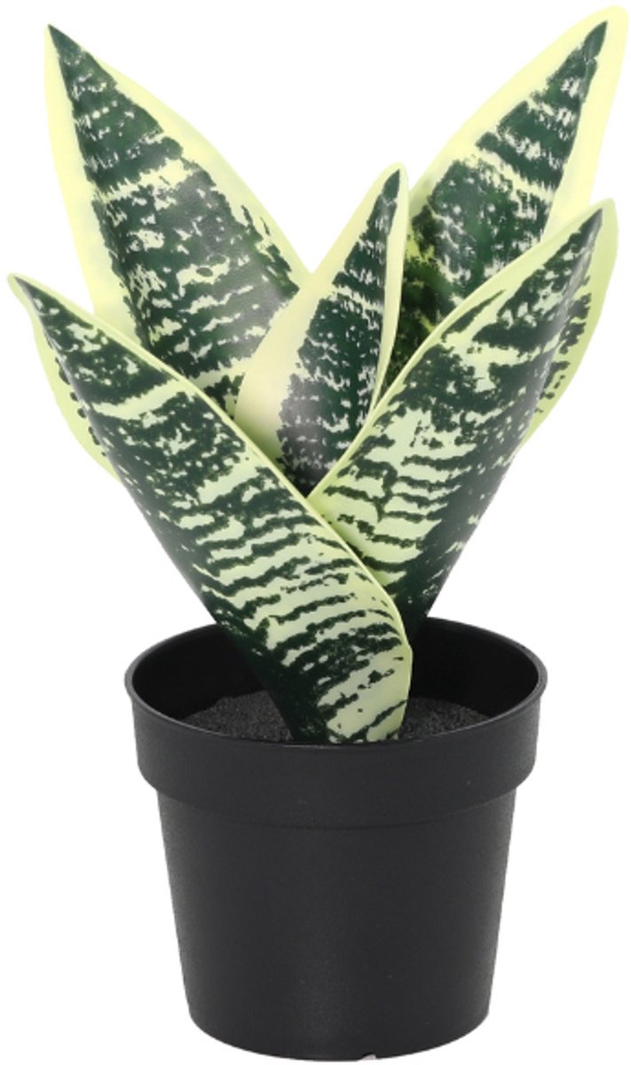 Trendyplants - Kunst Sansevieria Laurentii - Vrouwentong - Kunstplant - Hoogte 21cm - Potmaat Ø9cm