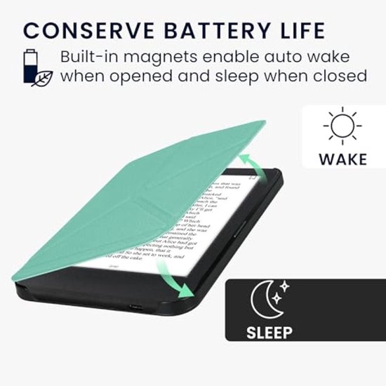 PromoHome E-reader Hoesje voor Kobo Clara BW & Clara Colour - Kunstleren Cover met Standaard en Magneetsluiting - Mintgroen — afbeelding 4