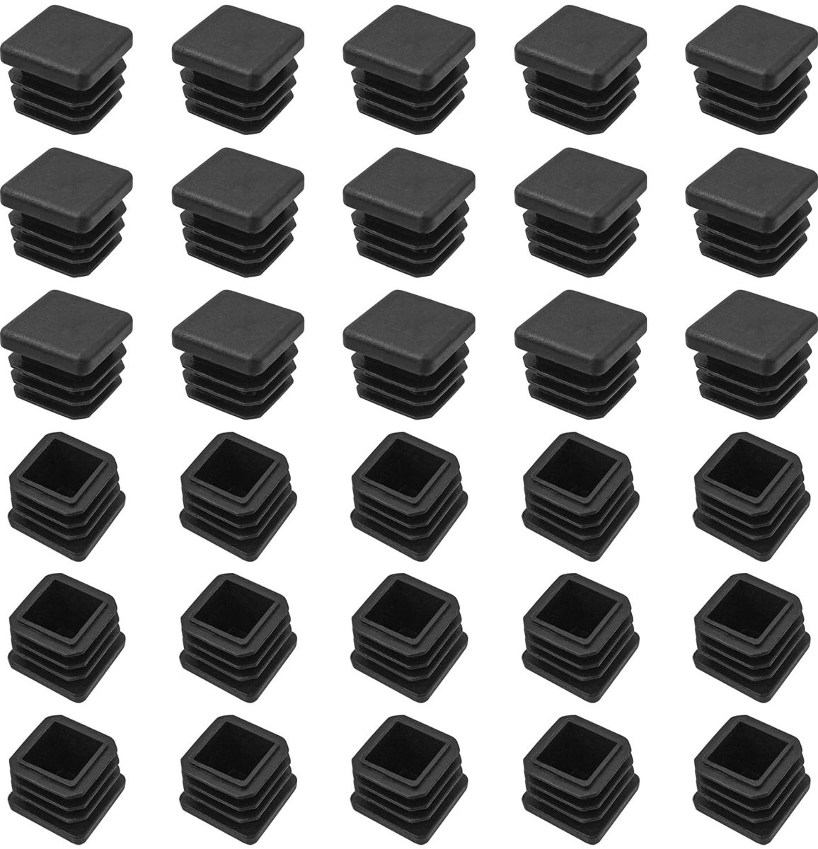 JHUBERS- Buisdoppen 30 Stuks - Vierkante Eindkappen - Kunststof - Zwart - 20 mm x 20 mm - Meubelbescherming Katten