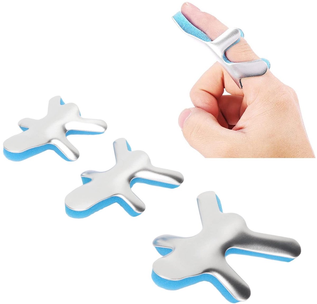 JHUBERS- Vingersplint Pijnvermindering - Kikker Type - 3 Stuks - Aluminiumlegering - Ondersteuning - Fixatie - Vingerspalk