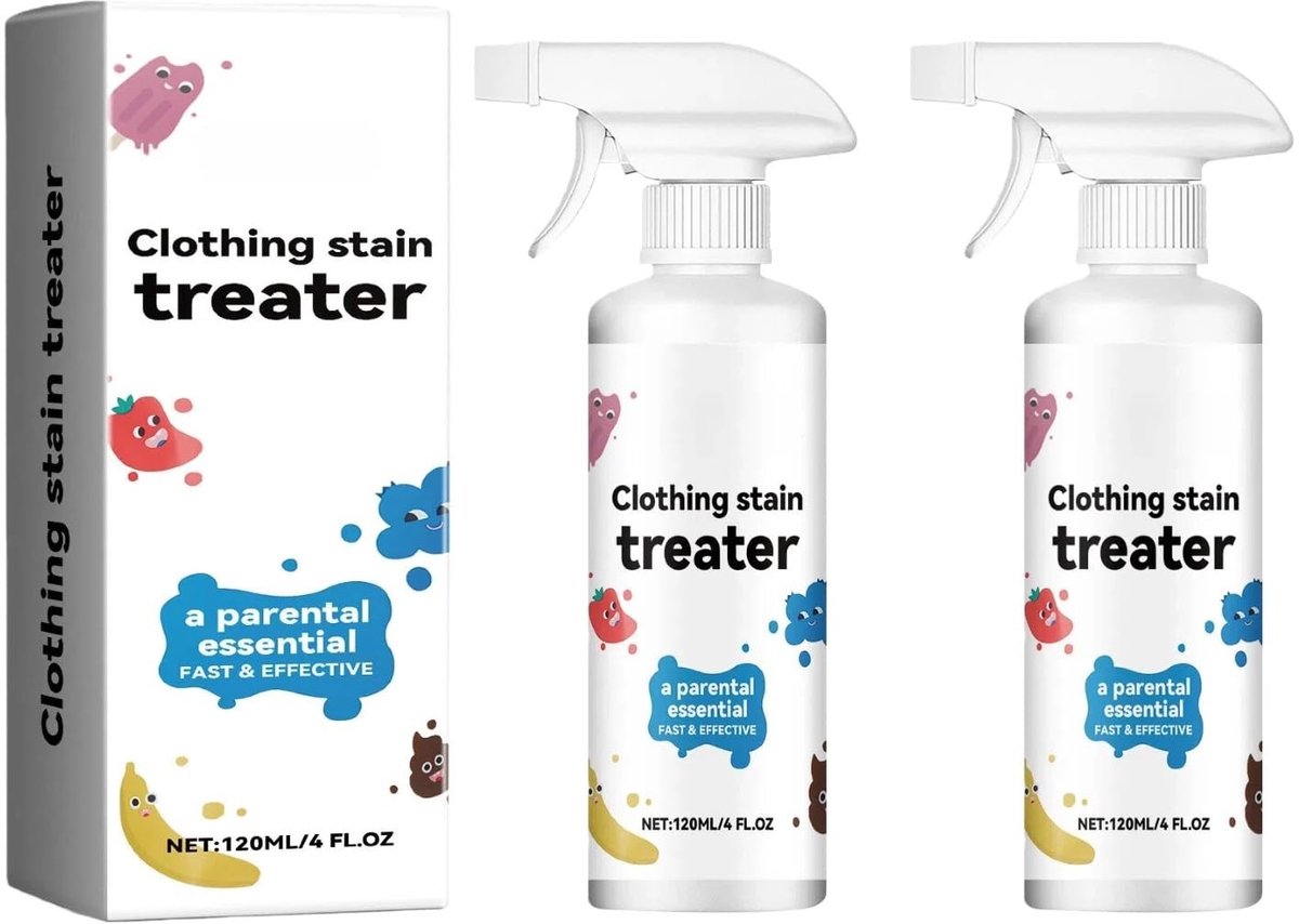 JHUBERS- Vlekverwijderaar Draagbaar - Vlekkenreiniger Kleding - Vlekverwijderaar Babykleding - 2 Stuks - 120 ml - Effectief tegen Vet en Koffie - Vlekkenspray