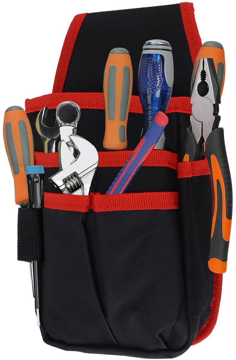 JHUBERS - Organizer Tool Pouch - Professionele Elektricien Pouch - Heavy Duty - Zwart - Hardware Opbergtas - Gereedschap Riem Tas - Geschikt voor K...