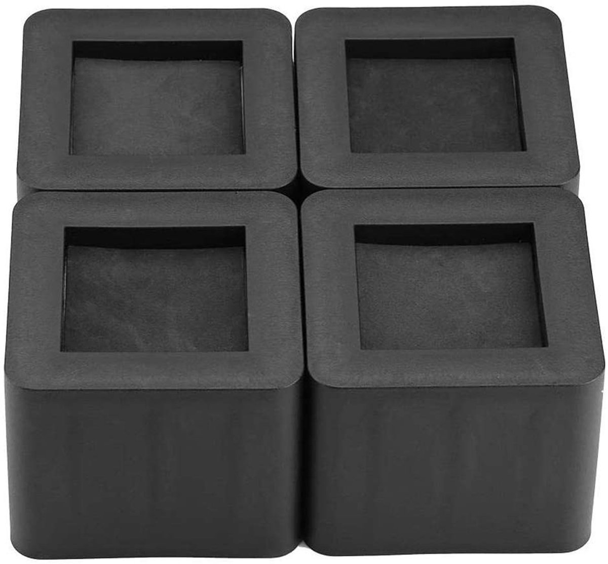 BRENZOOS- Meubelpootverhoger 4 stuks - Bedverhogers 10,5 x 10,5 x 8,5 cm - Antislip - Gewichtscapaciteit 100 kg - Hoogwaardig kunststof - Verhoogt opbergruimte - Bedverhoger