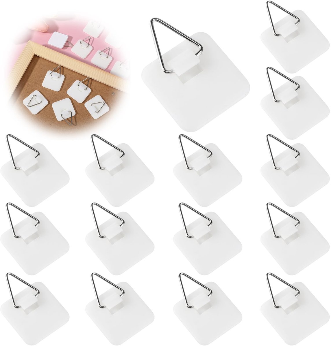 JHUBERS- Fotohanger 15 Stuks - Zelfklevende Foto Hangers - Muurdecoratie - Foto Haakjes - Schadevrij - Geschikt voor Foto's en Spiegels - Fotohaak