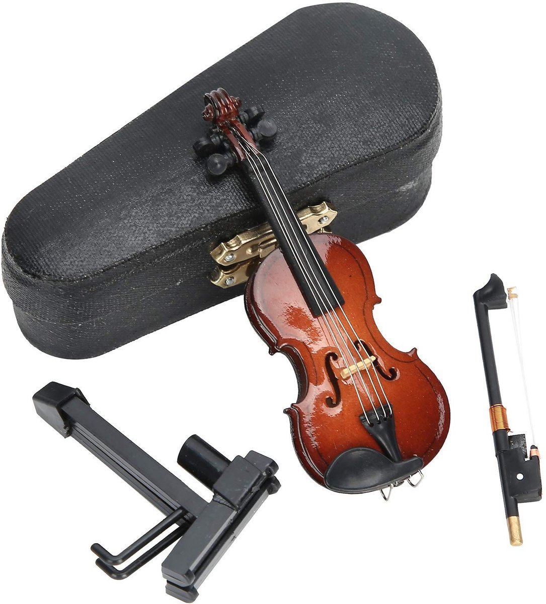 BRENZOOS- Miniatuur Viool Model - Imitatie Muziekinstrument - Lindehout - Speelgoed - Woondecoratie - Afmetingen 3,8 x 3 x 8,7 cm - Decoratieve Viool