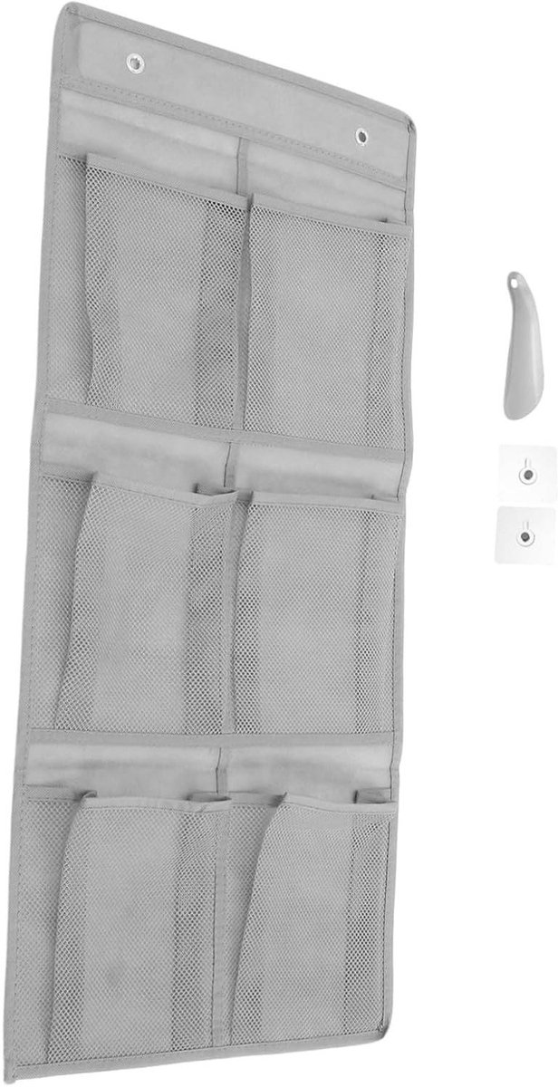 Schoenenorganizer Deur - Opberger Schoenen - Ruimte Besparen - Transparant Mesh - 76 cm Hoog - Grijs