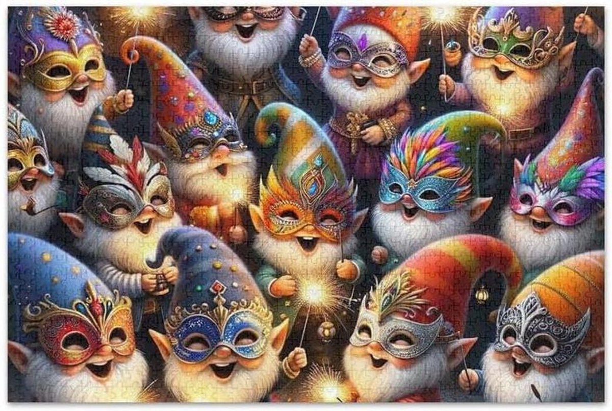 Kabouter Puzzel - Feest Puzzel - Ontspanning Thuis - Kleurrijke Prints - 1000 Stukjes - Multicolor