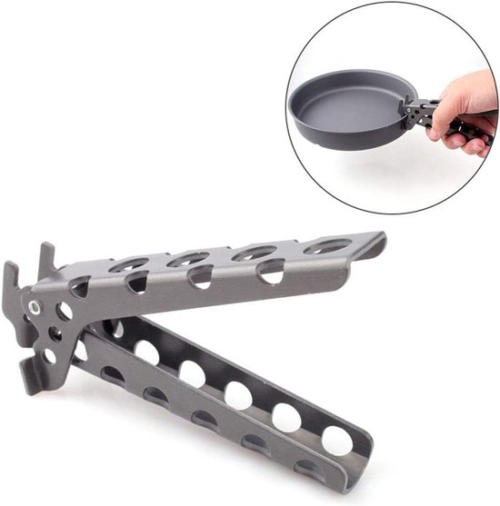 Pan Klem - Pot Houder - Kamperen Koken - Inklapbaar Handvat - 12.5 cm - Zilver — afbeelding 2
