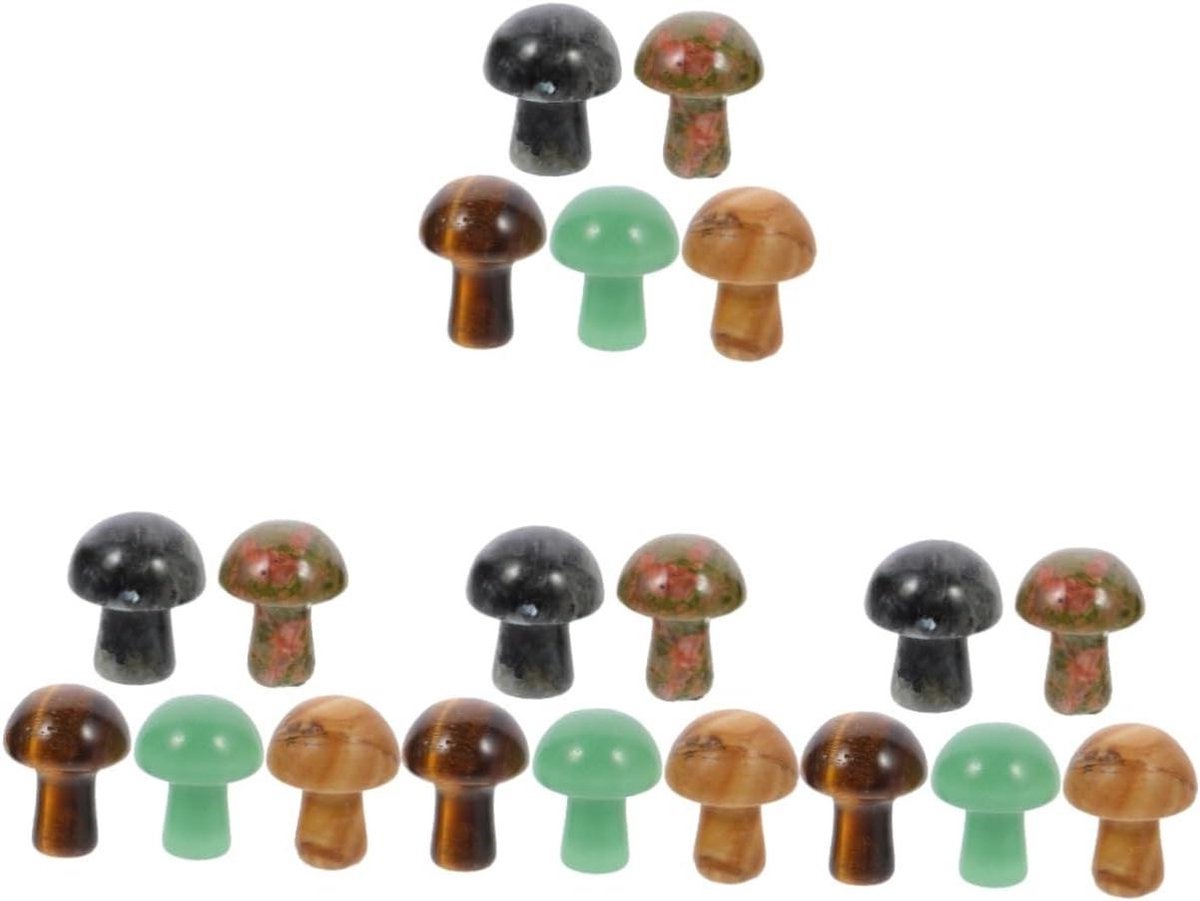 Decoratieve Stenen - Miniatuur Ornamenten - Tuin Decoratie - Paddenstoel Vorm - 20 Stuks - Diverse Kleuren