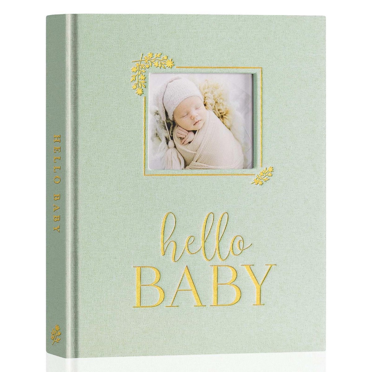 Dailygoods - Baby Geheugenboek - Eerste 5 Jaar Aandenken - Linnen Dagboek - Groen - Mijlpaalalbum - Herinneringen Vastleggen - Geschikt voor Nieuwe Ou...