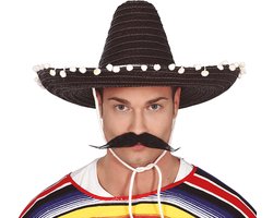 Fiestas Guirca Sombrero/Mexicaanse hoed - zwart - dia 45 cm - Mexico thema verkleedkleding voor volwassenen