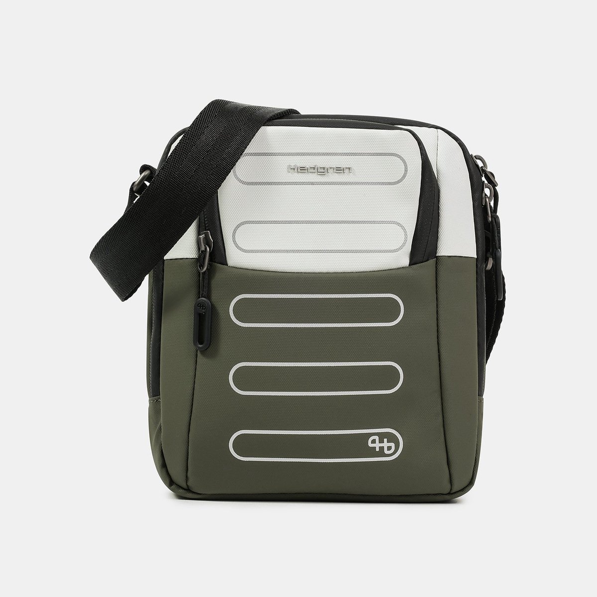 Hedgren RELAX P verticale crossbodytas met RFID-bescherming – Gerecycled materiaal – Waterafstotend - Grey/Olive