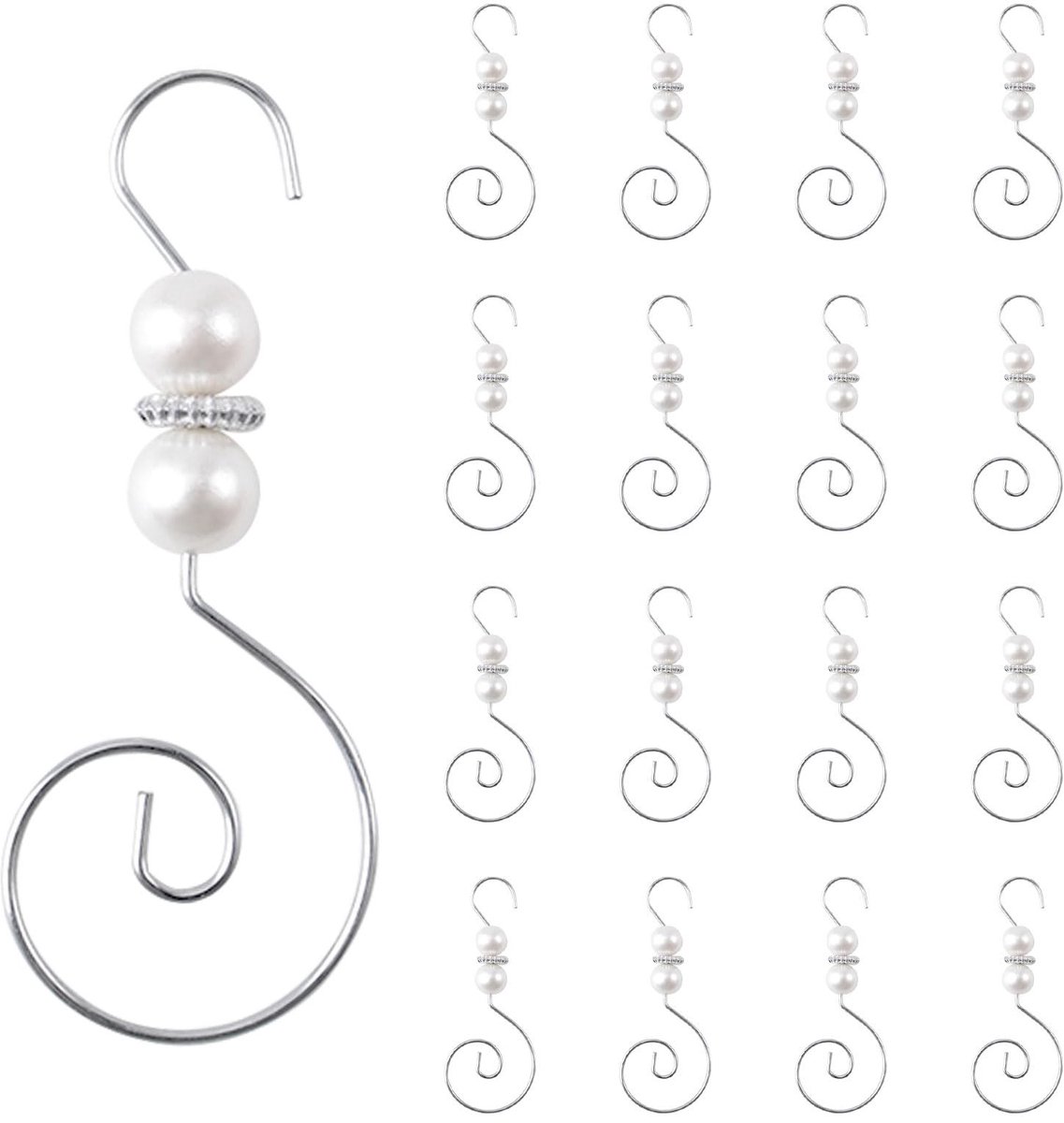 Dailygoods- Ornament Haken 30 Stuks - S-vormige Hangers - Metalen Haken - Kunstparel Ontwerp - Kerstboom Hangers - Veelzijdig Gebruik