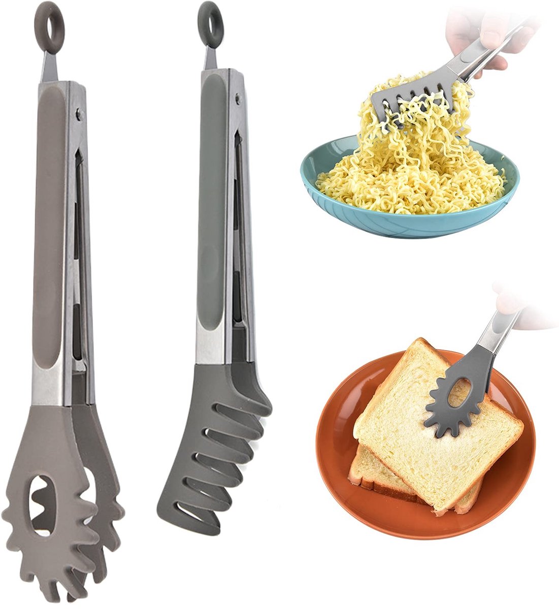 Allecto - Pasta Tang Set - Hittebestendig Roestvrij Staal - Grijs