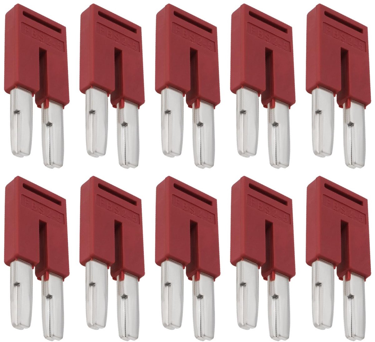 Dailygoods - 10 Stuks FBS 2-5 Steekcontactbruggen Rood
