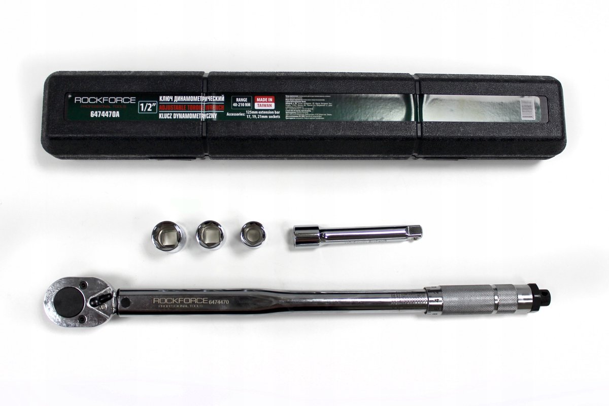 Momenten hefboom 1/2" 40-210 Nm met doppen - Rockforce