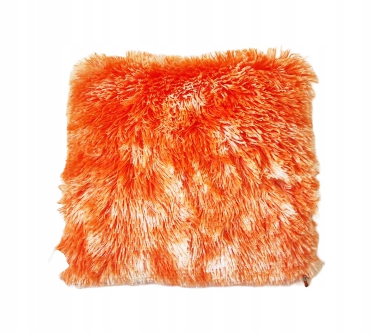 Decoratieve Wit-Oranje Vacht Kussen 45x45 cm