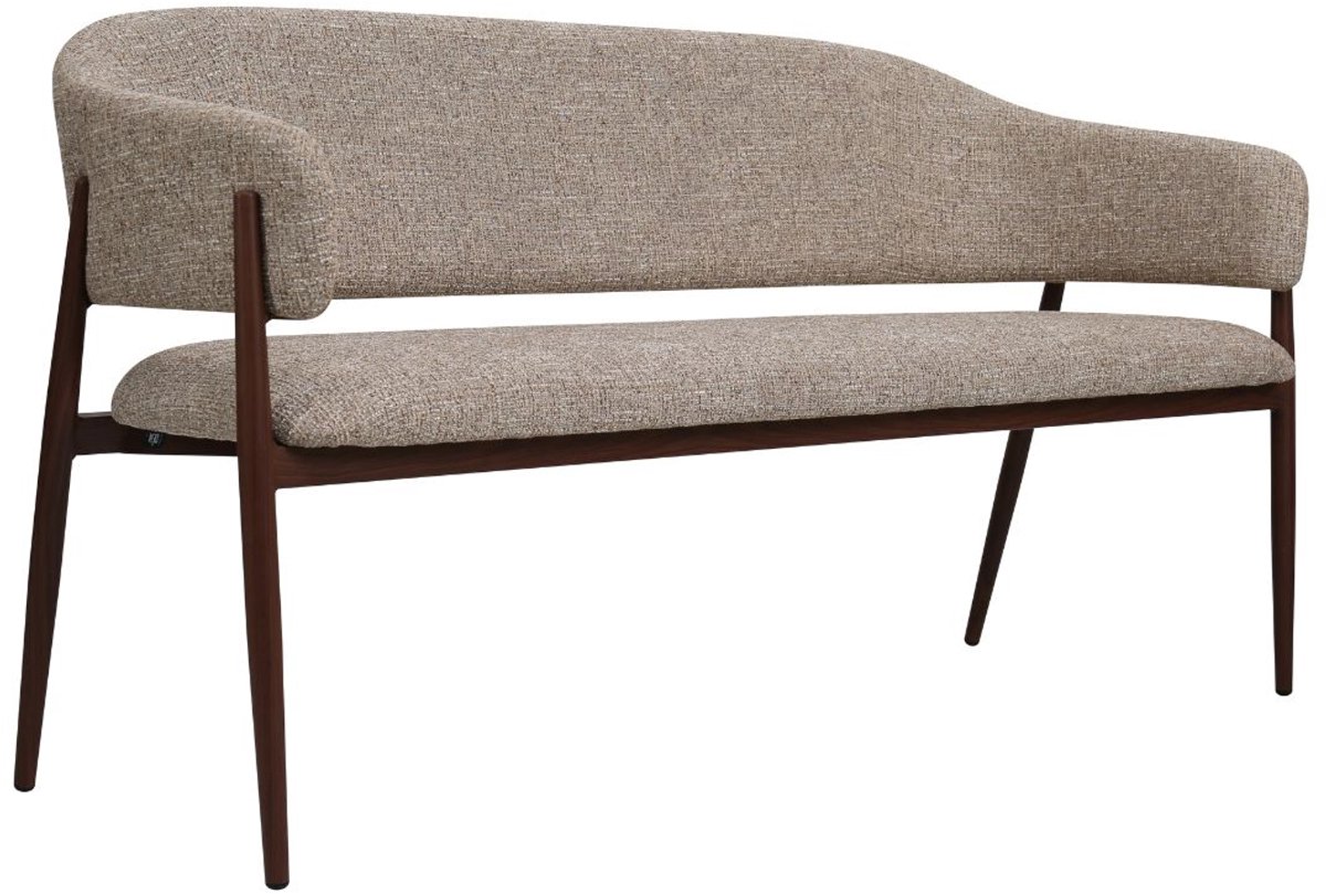 DÉJA Living Eetkamerbank Dénia - Taupe/Walnoot - 200x60x82 cm - Mid Century