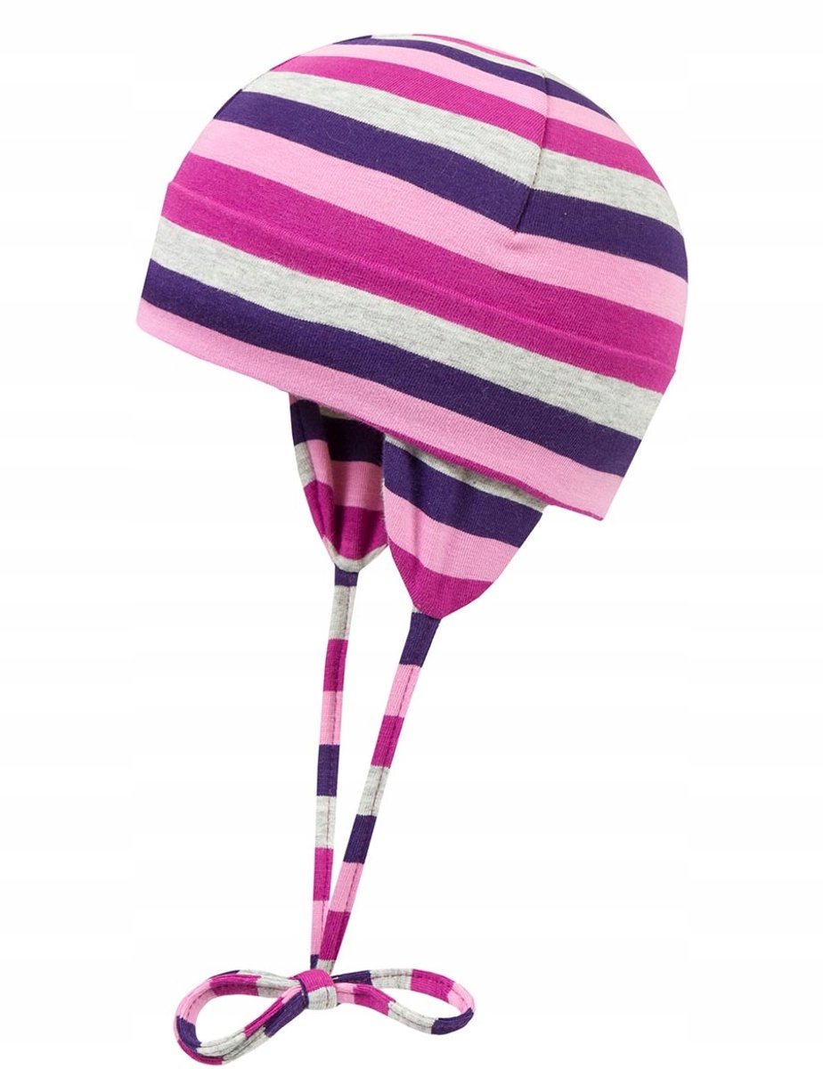 Babymuts roze pop met breiwerk, maat 43 cm