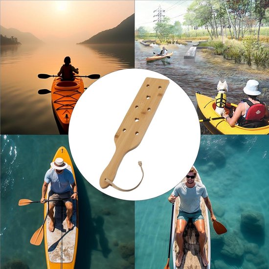 Houten peddel - Boot peddel - Kajakken kanoën - Ergonomische grip - 345 cm lengte - Houtkleur van Houten — afbeelding 2