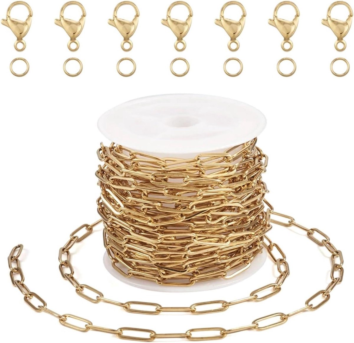 Ketting Maken Kit - Sieraden Ketting - DIY Sieraden - Vergulde Roestvrij Staal - 5 Meter - Goudkleurig