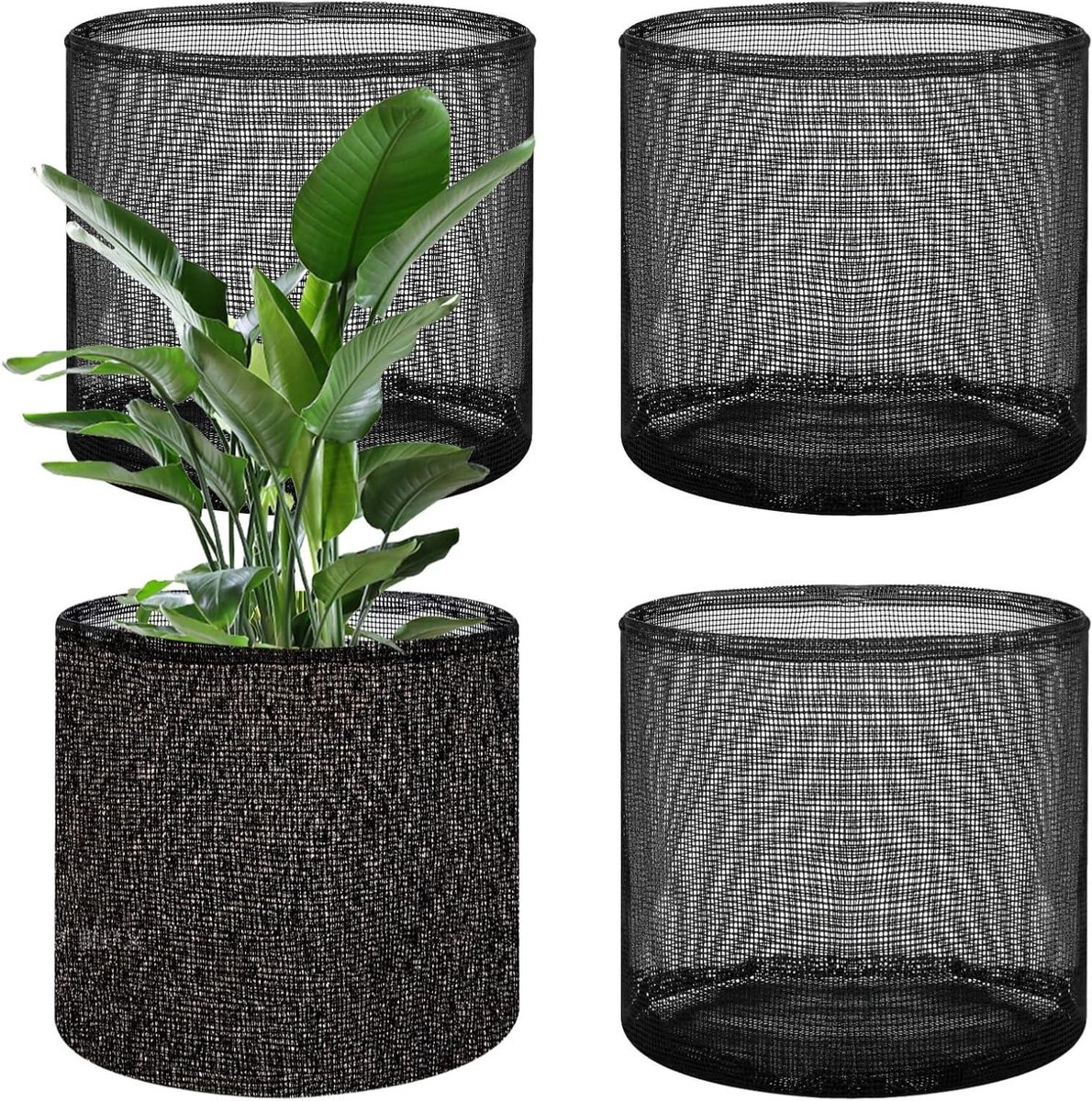 Vijvermanden - Planten zakken - Planten in vijver - Ademend PVC gaas - 4 stuks 18cm - Zwart