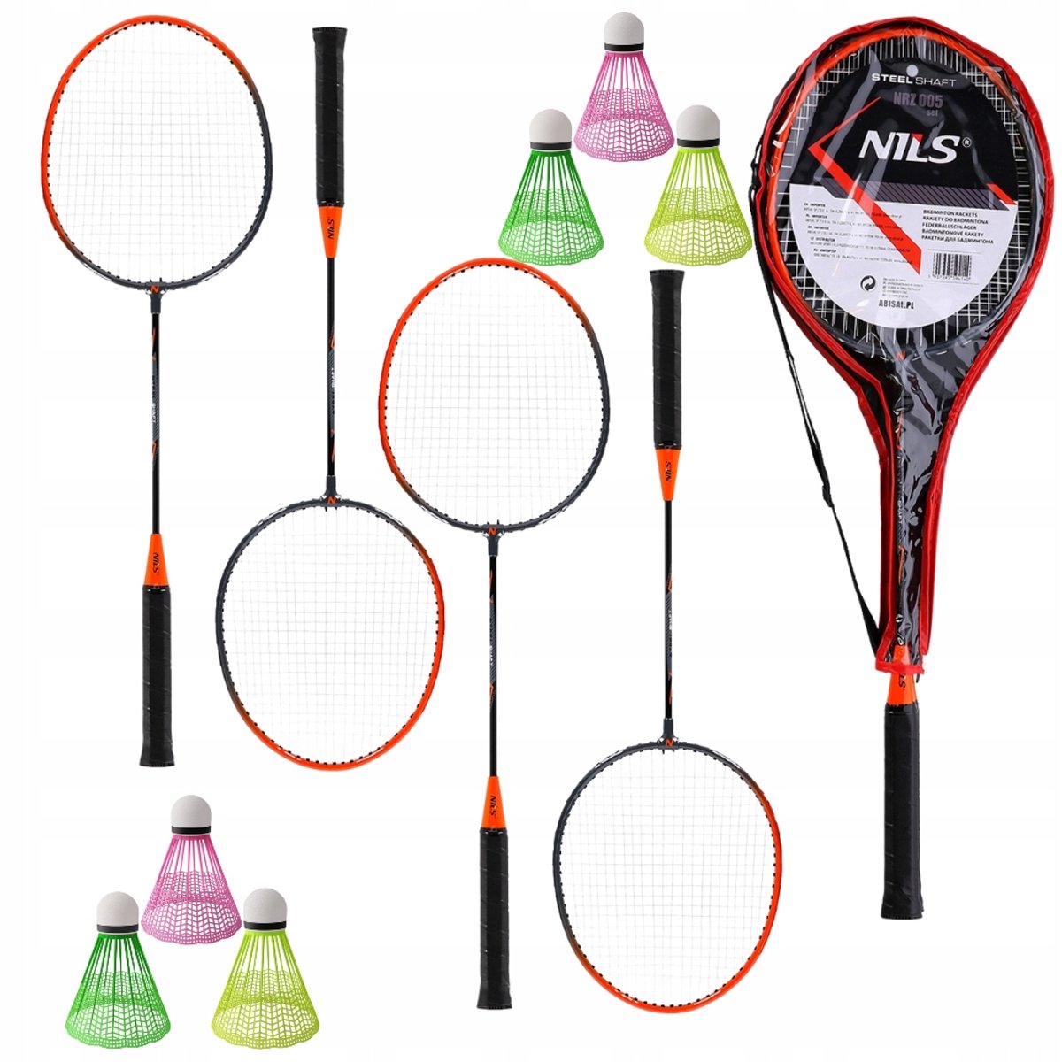 Badminton Set: 4 Rackets & 6 Shuttlecocks voor Beginners