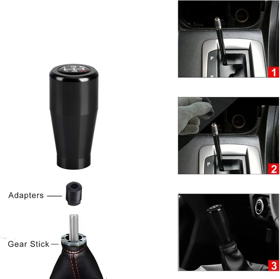 Versnellingspookknop Aluminium - Racing Shift Lever - Handmatige Transmissie - Universele M8 M10 M12 - 150 Gram - Zilver — afbeelding 2