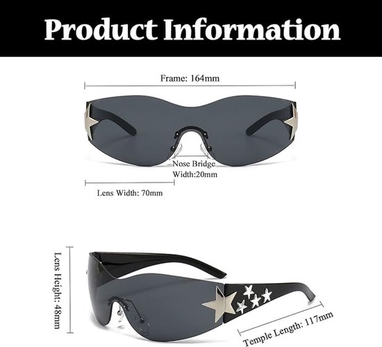 Randloze zonnebril - Unisex - Wrap-around-design - Oversized, futuristische stijl - UV-bescherming — afbeelding 2