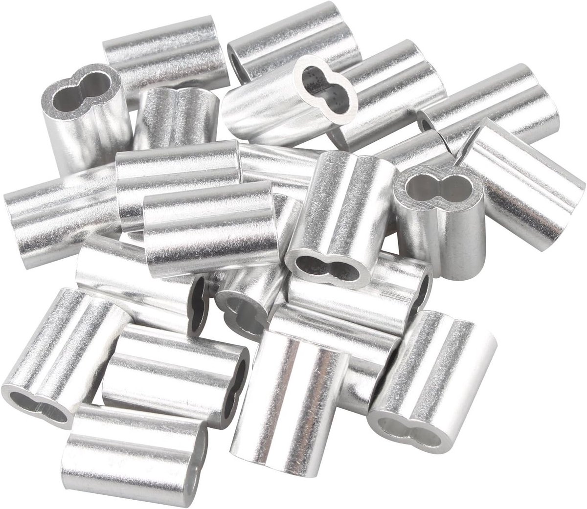 25 Stuks Aluminium Klemmen met Dubbele Ferrules voor 5mm Kabel en Touw - Sterke Bevestiging en Duurzaam Gebruik
