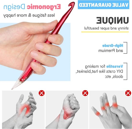 Ergonomische Haaknaalden Set van 6mm-10mm met Lange Bloemhandgreep - Perfect voor Haken, DIY Projecten en Breien, Geweldig Cadeau voor Moeders van Merkloos — afbeelding 2