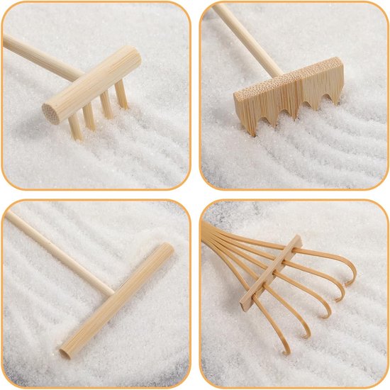 Dailygoods - Mini Zen Tuin Hark Gereedschap - Bamboe Set voor Thuiskantoor Decoratie van Dailygoods — afbeelding 3