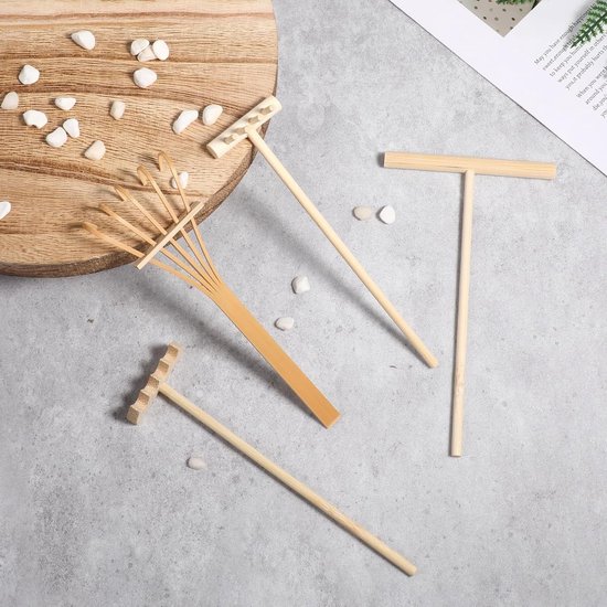 Dailygoods - Mini Zen Tuin Hark Gereedschap - Bamboe Set voor Thuiskantoor Decoratie van Dailygoods — afbeelding 5