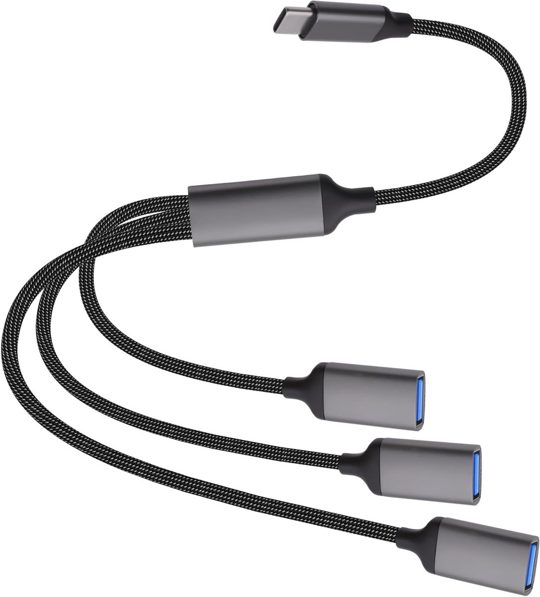 USB Type C naar USB OTG Splitter Y Kabel Converter - Multi-USB Hub Adapter voor Telefoon en Laptop, 1 Type C naar 3 USB 2.0 Poorten