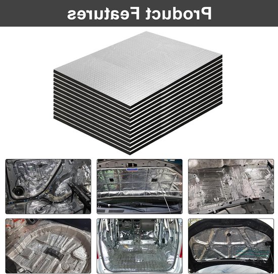 12 Stuks Geluidsisolatie Mat voor Auto - Zelfklevende Aluminium Butyl Mat 250 x 180 x 5mm, Waterdicht en Effectieve Isolatie van Merkloos — afbeelding 3