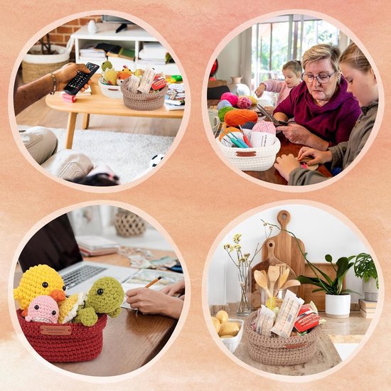Haakset voor beginners - 2 maten vierkante manden, inclusief handleiding en zelfhaakmateriaal voor creatief haken van Merkloos — afbeelding 3